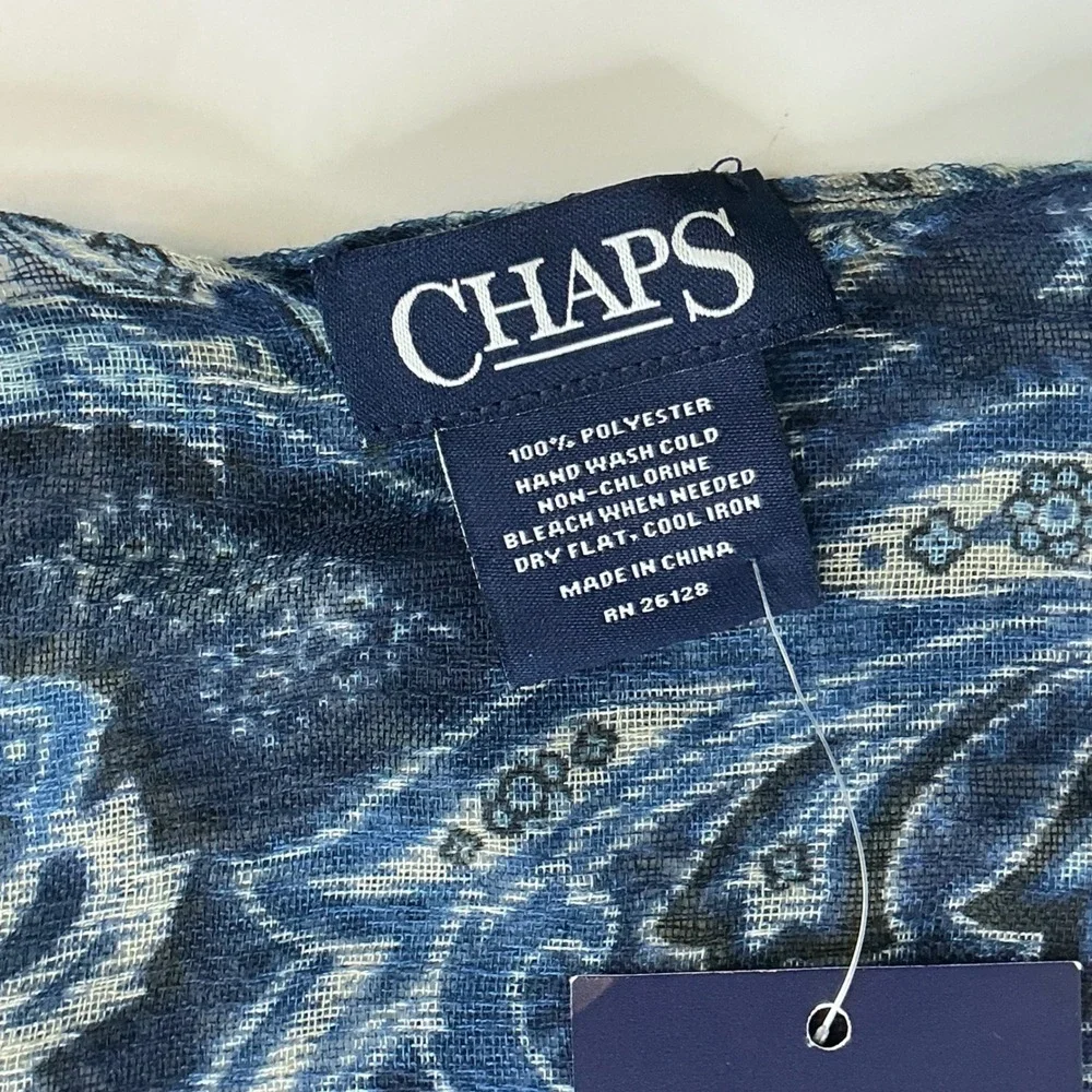 Chaps Blue Paisley Scarf Women OS NWT Lightweight Eyelash Fringe CF0026
